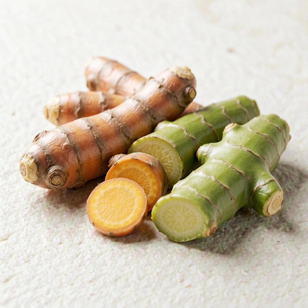 Raw ginger and turmeric roots